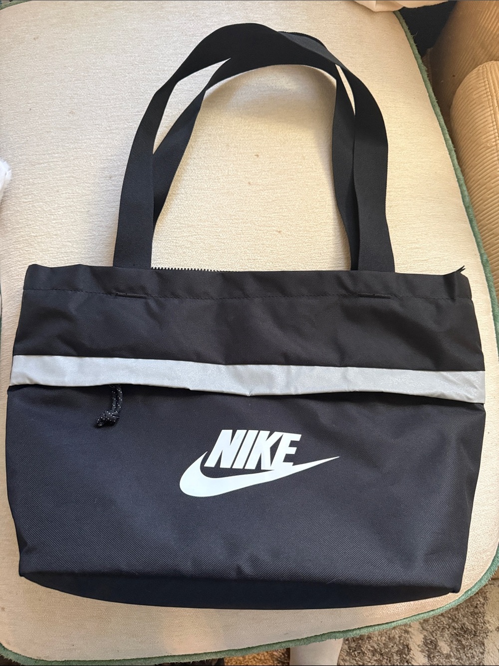 Nike Black Duffel Tote with Gray Reflective Stripe